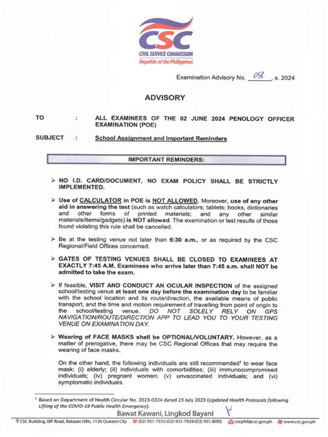 Examination Advisory No. 08 s. 2024 .